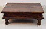 DK Furniture Solid Sheesham Wood Pooja Chowki – Brown Finish - Image 2