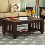 DK Furniture Solid Sheesham Wood Coffee Table – Walnut Finish