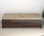 Sheesham Wood Single Diwan with Cushion | Solid Wood Box Diwan Bed (Honey & Walnut Finish) - Image 15