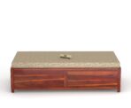 Sheesham Wood Single Diwan with Cushion | Solid Wood Box Diwan Bed (Honey & Walnut Finish) - Image 2