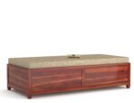 Sheesham Wood Single Diwan with Cushion | Solid Wood Box Diwan Bed (Honey & Walnut Finish) - Image 3