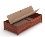 Sheesham Wood Single Diwan with Cushion | Solid Wood Box Diwan Bed (Honey & Walnut Finish) - Image 4