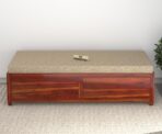 Sheesham Wood Single Diwan with Cushion | Solid Wood Box Diwan Bed (Honey & Walnut Finish) - Image 5