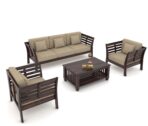 DK Furniture Solid Sheesham Wood Sofa Set Seater with Cushions - Image 2