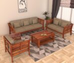 DK Furniture Solid Sheesham Wood Sofa Set Seater with Cushions