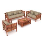 DK Furniture Solid Sheesham Wood Sofa Set Seater with Cushions - Image 2