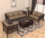 DK Furniture Solid Sheesham Wood Sofa Set Seater with Cushions