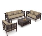 DK Furniture Solid Sheesham Wood Sofa Set Seater with Cushions - Image 2