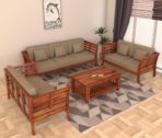 DK Furniture Solid Sheesham Wood Sofa Set 7 Seater with Cushions