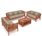 DK Furniture Solid Sheesham Wood Sofa Set 7 Seater with Cushions - Image 2