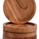DK Furniture Acacia Wood Drink Coasters, 10 cm Diameter, 1.3 cm