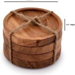 DK Furniture Acacia Wood Drink Coasters, 10 cm Diameter, 1.3 cm - Image 2