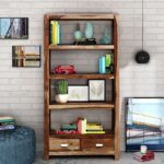 DK Furniture Solid Sheesham Wooden Book Shelves for Living Room, Open