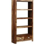 DK Furniture Solid Sheesham Wooden Book Shelves for Living Room, Open - Image 2