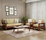 DK Furniture Solid Sheesham Wood Sofa Set 5 Seater (3+1+1) - Image 2
