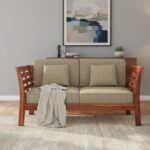 DK Furniture Solid Sheesham Wood Sofa 2 Seater with Cushions