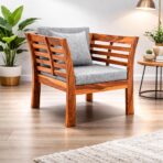 DK Furniture Solid Sheesham Wood Sofa Set 1 Seater with Cushions