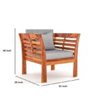 DK Furniture Solid Sheesham Wood Sofa Set 1 Seater with Cushions - Image 3