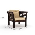 DK Furniture Solid Sheesham Wood Sofa Set 1 Seater with Cushions - Image 8