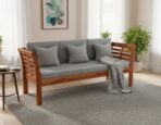 DK Furniture Solid Sheesham Wood Sofa 3 Seater with Cushions
