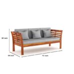 DK Furniture Solid Sheesham Wood Sofa 3 Seater with Cushions - Image 2