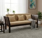 DK Furniture Solid Sheesham Wood 3 Seater Sofa with Cushions