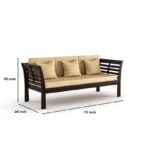 DK Furniture Solid Sheesham Wood 3 Seater Sofa with Cushions - Image 2