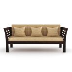 DK Furniture Solid Sheesham Wood 3 Seater Sofa with Cushions - Image 4