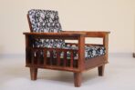 DK Furniture Sheesham Solid Wood & Fabric 1 Seater Sofa Sectional - Image 2