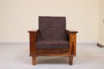 DK Furniture Sheesham Solid Wood & Fabric 1 Seater Sofa Sectional