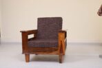 DK Furniture Sheesham Solid Wood & Fabric 1 Seater Sofa Sectional - Image 2