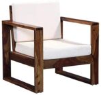 DK Furniture Solid Sheesham Wood Sofa Set Wooden 1 Seater Sofa Set