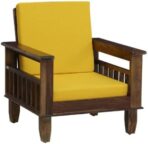 DK Furniture Solid Sheesham Wood 1 Seater Sofa Set for Living Room - Image 2