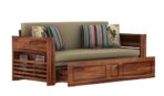 DK Furniture Solid Wood Foster 3 Seater Sofa Cum Bed for Living Room