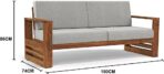 DK Furniture Wooden 3 Seater Sofa Set for Living Room, Three Seater - Image 3