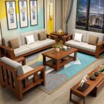 DK Furniture Sheesham Wood 6 Seater Sofa Set for Living Room Wooden