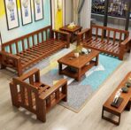 DK Furniture Sheesham Wood 6 Seater Sofa Set for Living Room Wooden - Image 3