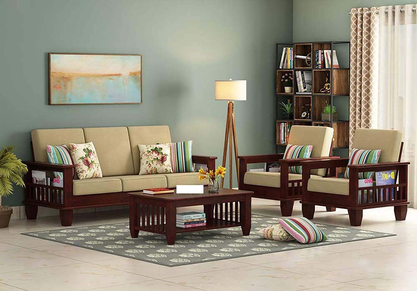 71gkx-f9ZS.jpg DK Furniture Wooden 5 Seater Sofa Set For Living Room, 3+1+1 Seater - Image 1