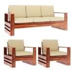 DK Furniture Wooden 5 Seater Sofa Set for Living Room, 3+1+1 Seater - Image 2