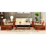 DK Furniture Wooden 5 Seater Sofa Set for Living Room, 3+1+1 Seater - Image 3