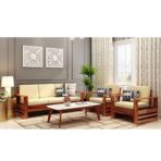 DK Furniture Wooden 5 Seater Sofa Set for Living Room, 3+1+1 Seater - Image 6