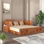 DK Furniture A Beautiful sheesham Wood Sofa Cuma Bed with Storage