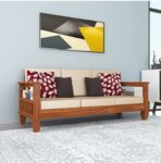 DK Furniture Solid Sheesham Wood Standard Sofa Set 3 Seater