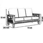 DK Furniture Solid Sheesham Wood Standard Sofa Set 3 Seater - Image 3