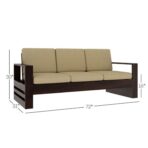 DK Furniture Solid Sheesham Wood Sofa Set 3 Seater with Cushions - Image 3
