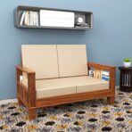 DK Furniture Solid Sheesham Wood 2 Seater Sofa for Living Room, 2