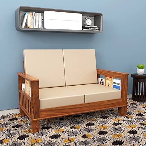 DK Furniture Solid Sheesham Wood 2 Seater Sofa for Living Room, 2