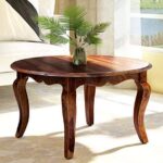 DK Furniture Sheesham Wood Round Coffee Table for Living Room, Wooden