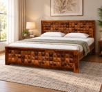 DK Furniture Niwar Solid Sheesham Wood King Size Bed Without Storage