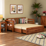 DK Furniture A Beautiful sheesham Wood Sofa Cuma Bed with Storage